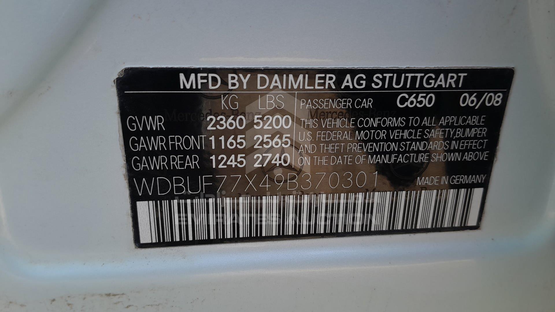 2009 MERCEDES E 63 VIN: WDBUF77X49B370301