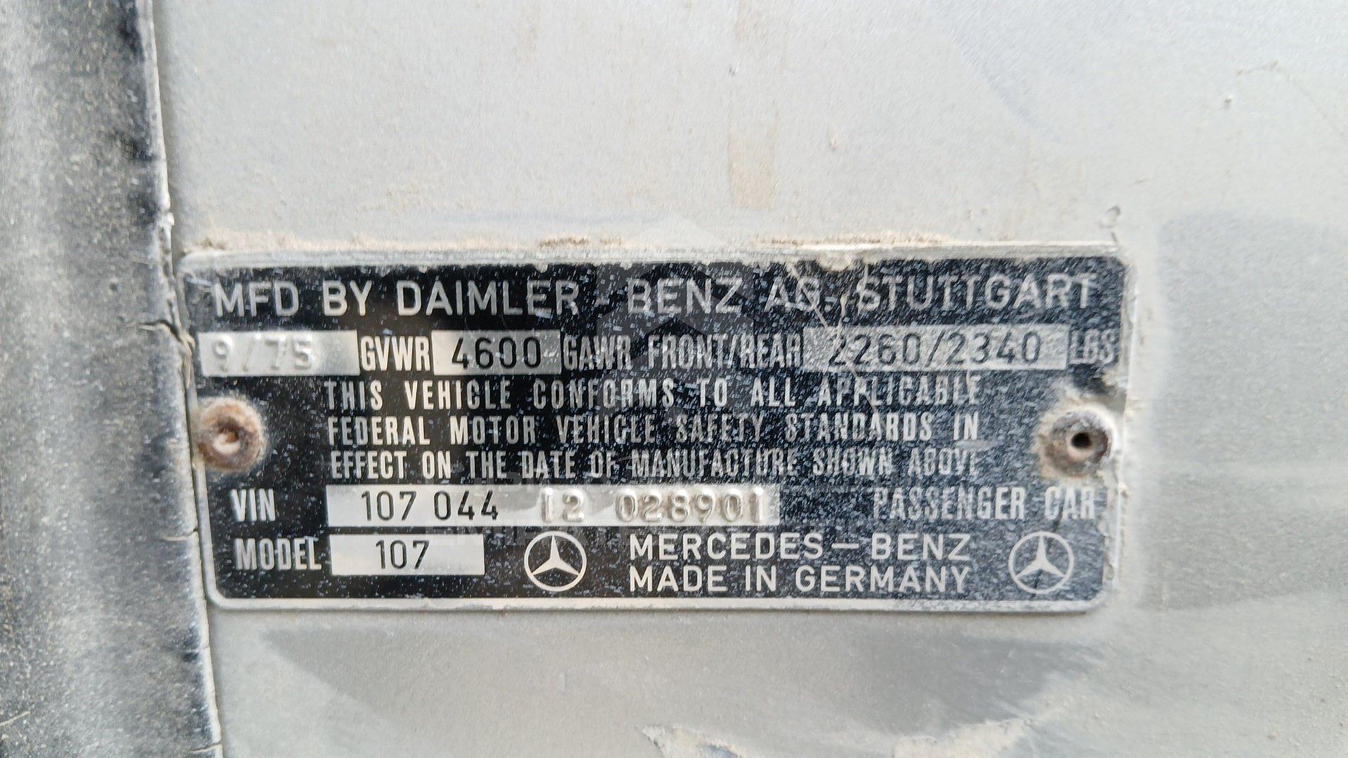 1976 MERCEDES SL 450 VIN: 10704412028901