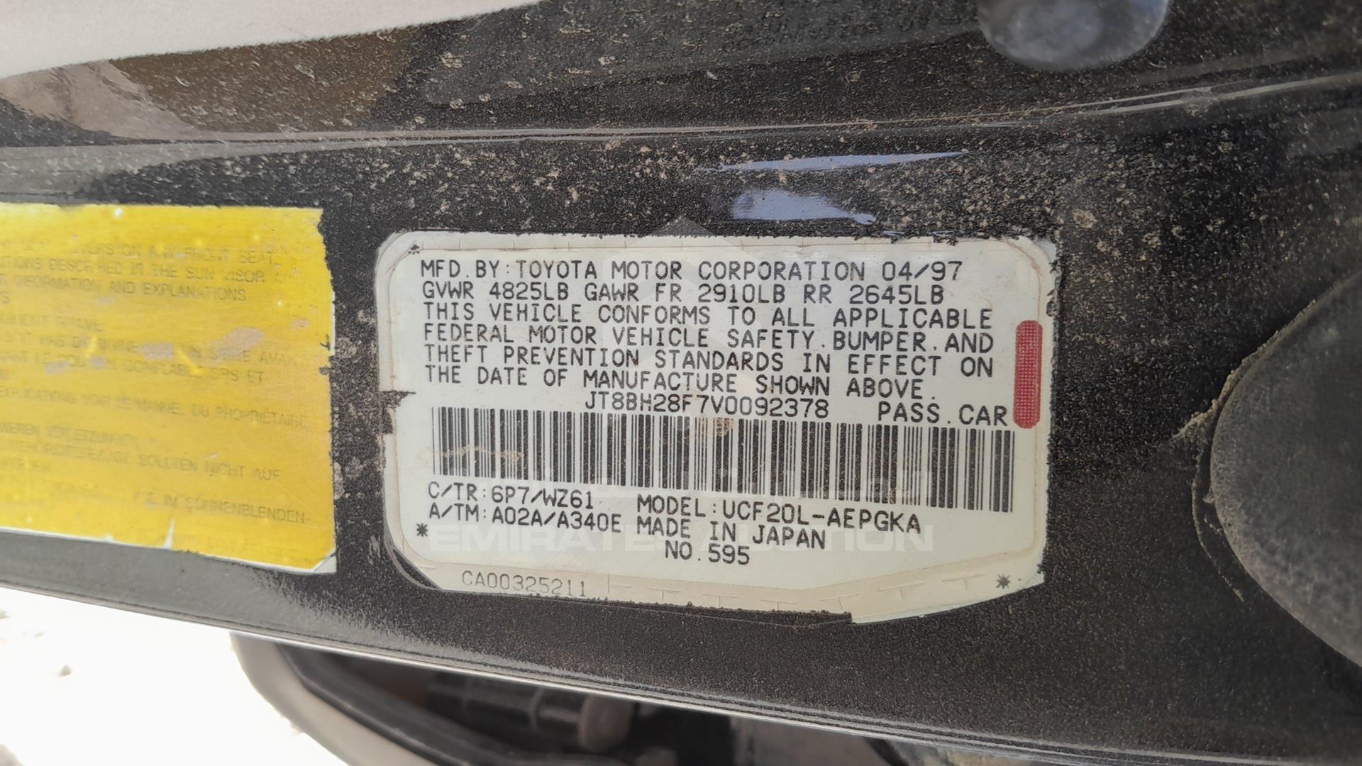 1997 LEXUS LS400 VIN: JT8BH28F7V0092378