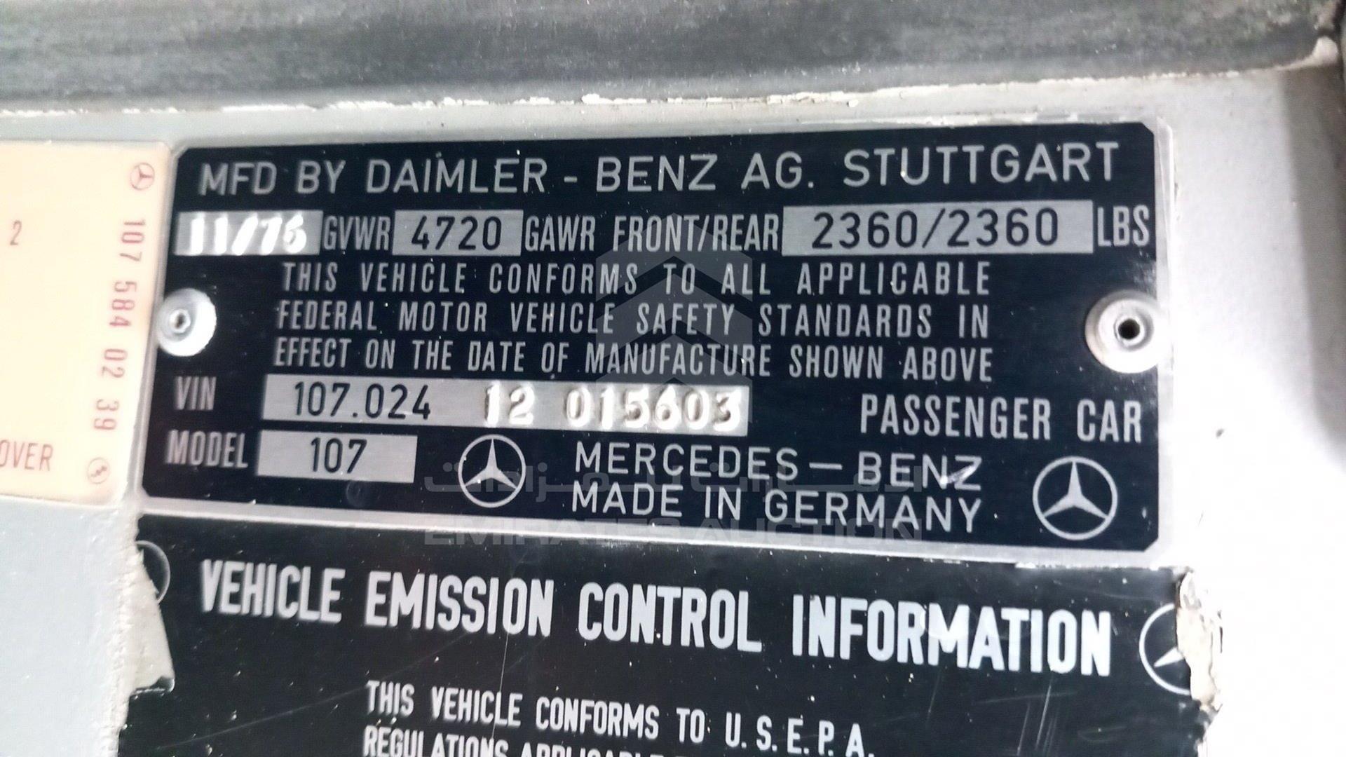 1976 MERCEDES 450 SLC VIN: 10702412015603