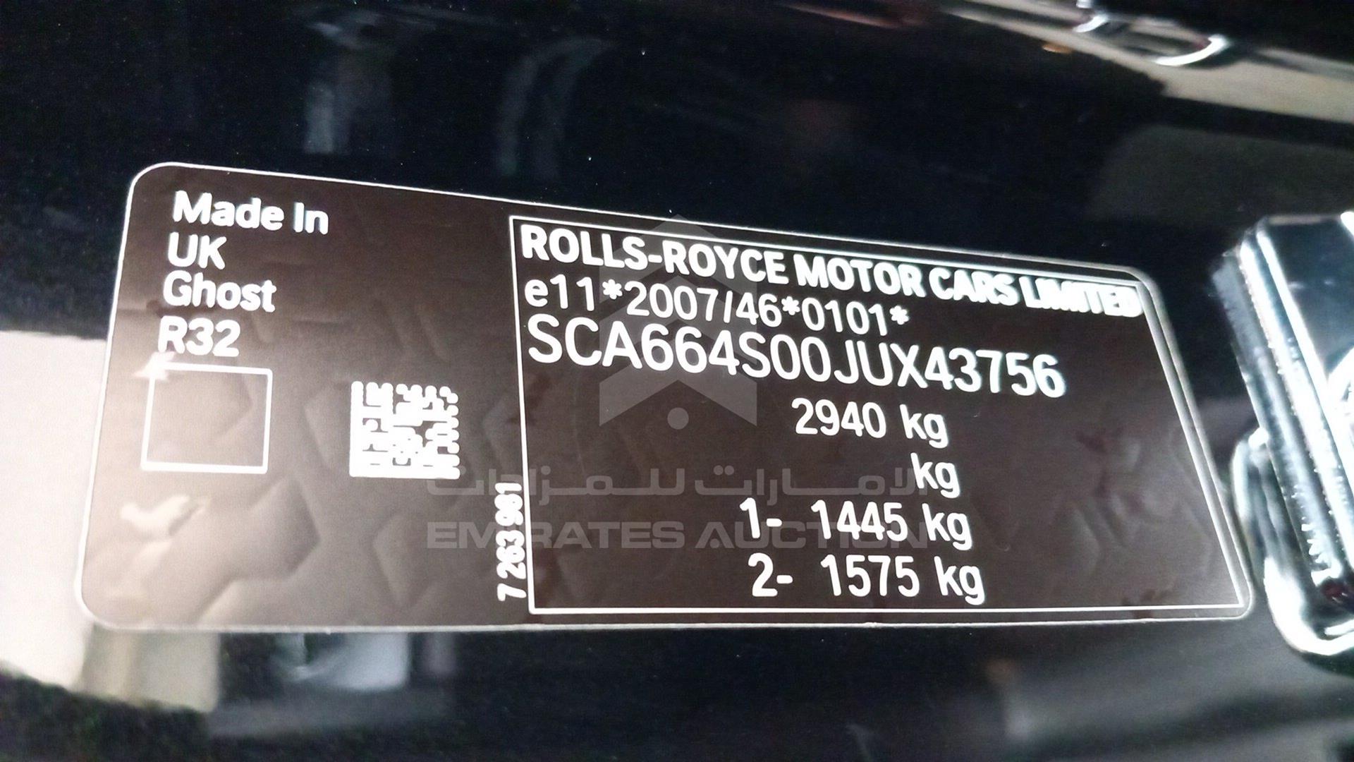 2019 ROLLS-ROYCE GHOST VIN: SCA664S00JUX43756