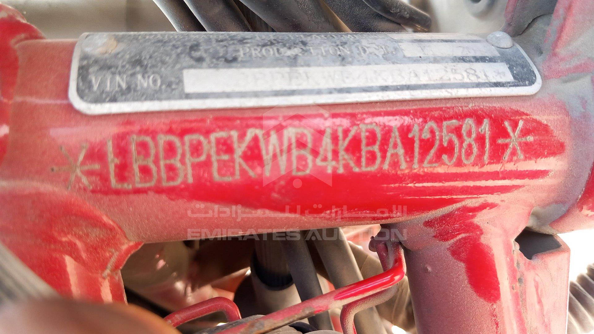 2019 BENELLI TNT 150 VIN: LBBPEKWB4KBA12581