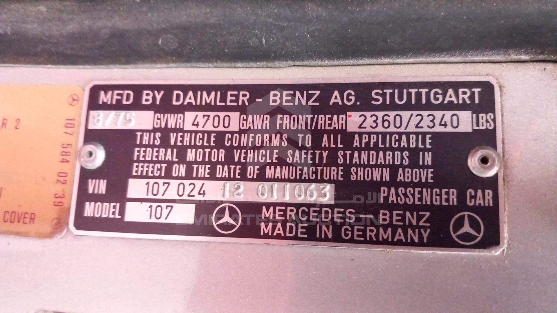 1975 MERCEDES SLC 450 VIN: 10702412011063