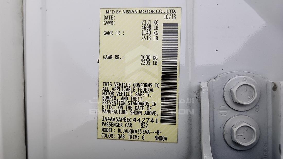 2014 Nissan Maxima — VIN on Frame — Photo 4