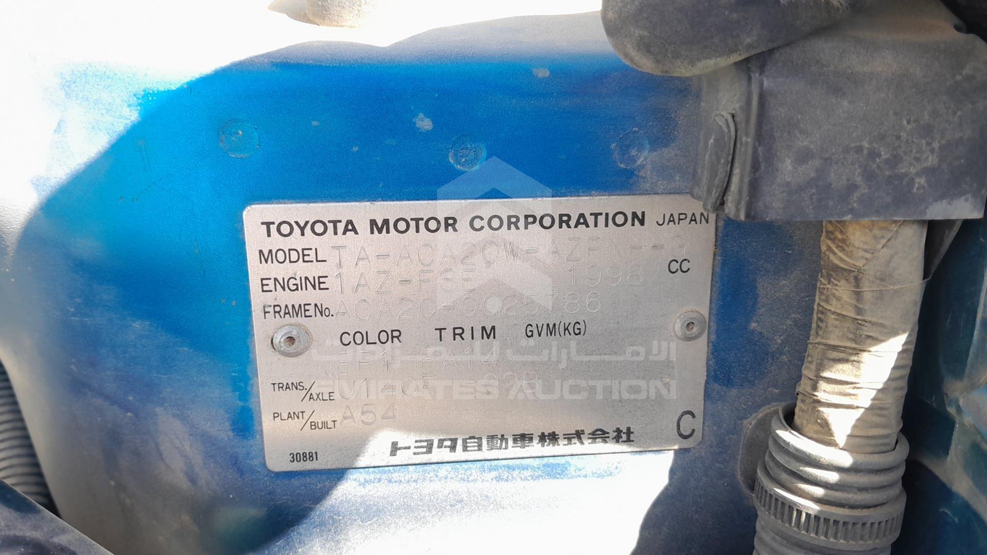 0 TOYOTA RAV-4 VIN: ACA20-0025786