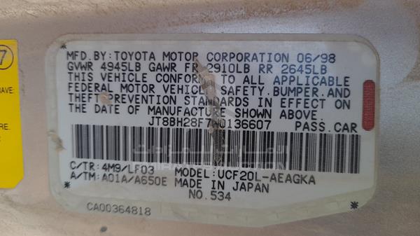 Lexus LS400 1998 JT8BH28F7W0136607 Image 7