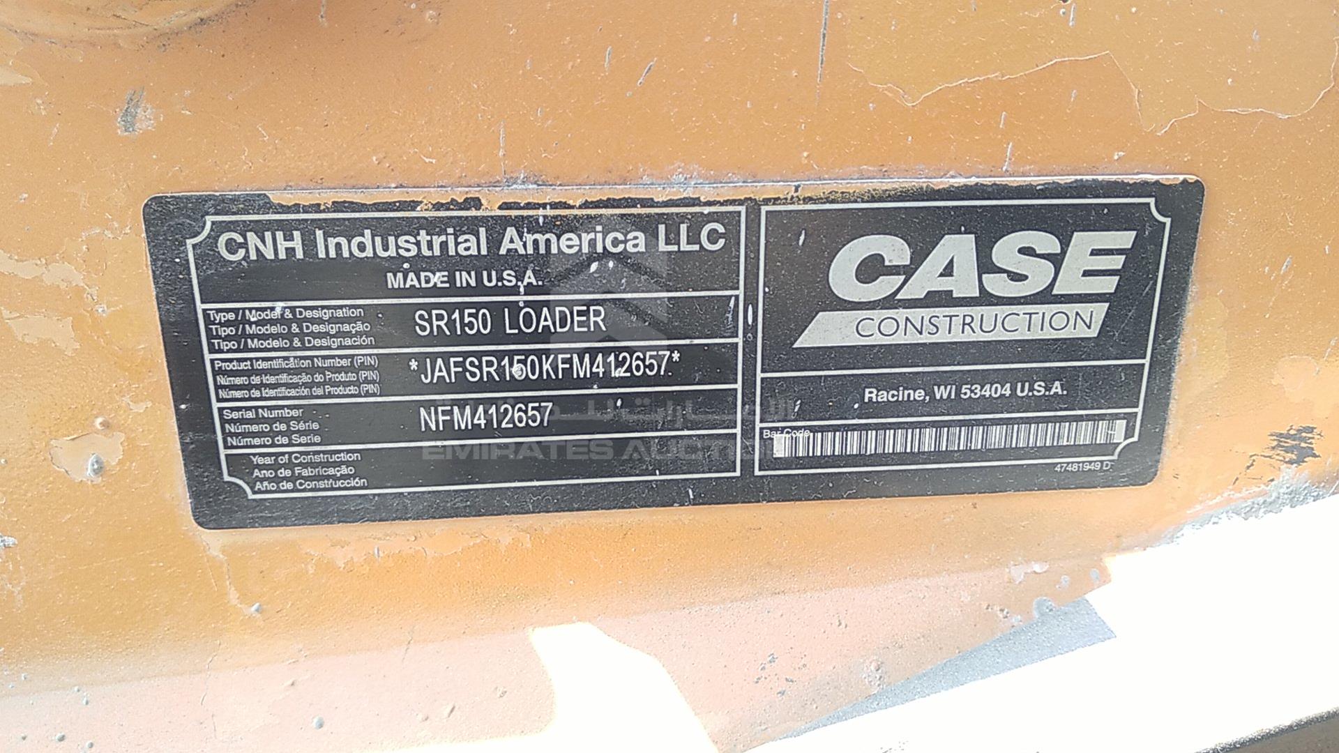 2016 CASE SR150 VIN: JAFSR150KFM412657