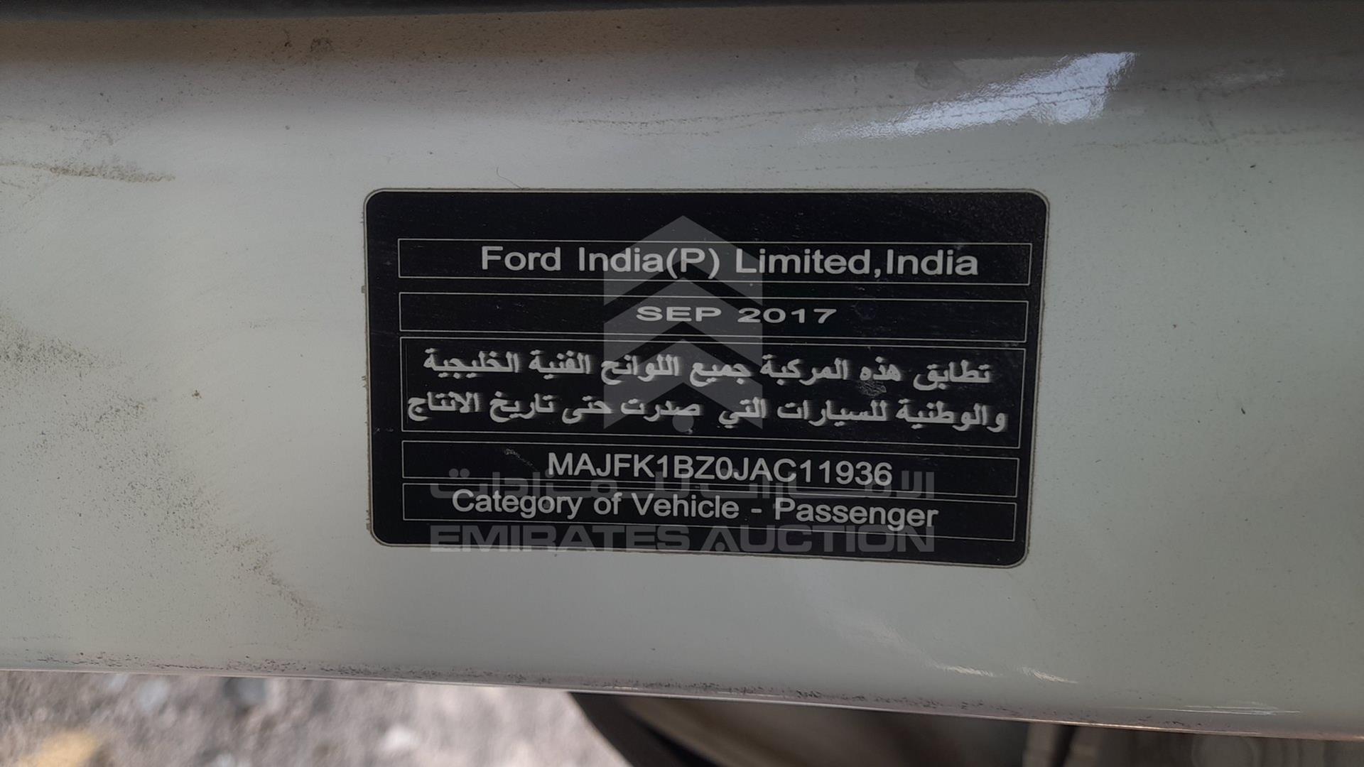 2018 FORD ECOSPORT VIN: MAJFK1BZ0JAC11936