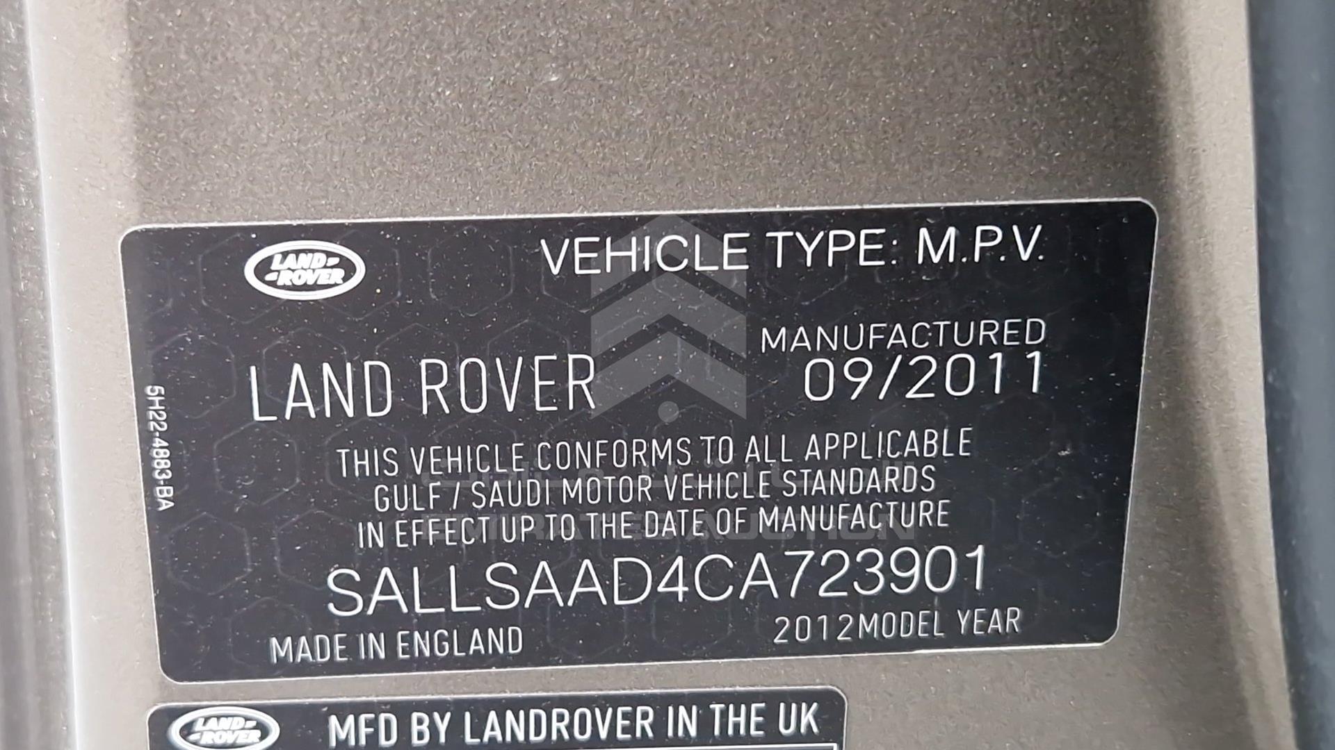 2012 RANGE ROVER SPORT VIN: SALLSAAD4CA723901