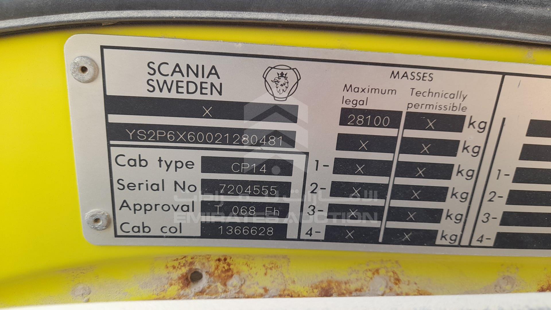 0 SCANIA --- VIN: YS2P6X60021280481