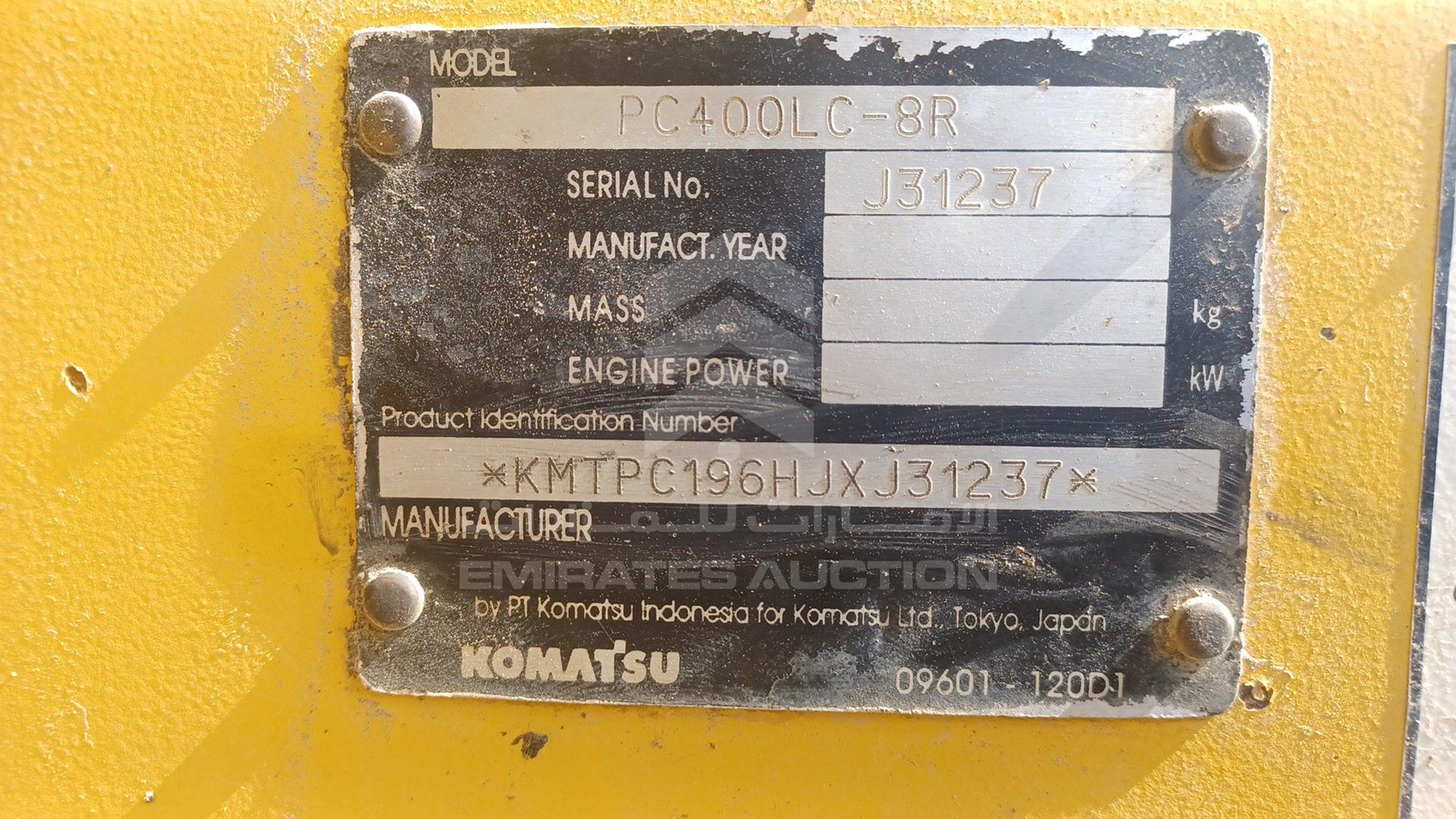 2018 KOMATSU PC400LC VIN: KMTPC196HJXJ31237