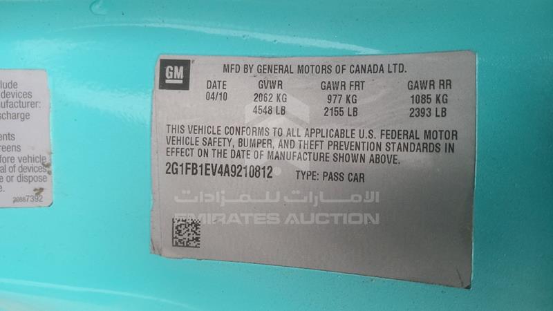 2G1FB1EV4A9210812 Auction: EmiratesAuction Lot: 405395 2G1FB1EV4A9210812 Chevrolet Camaro 2010 BLUE Photo 4