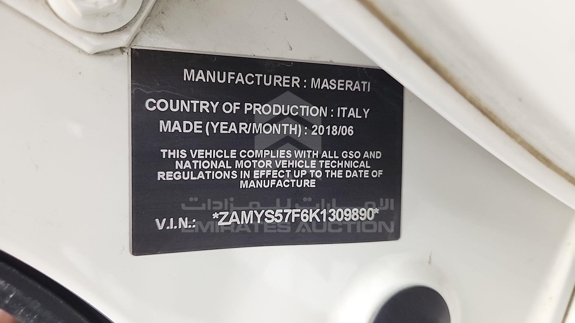 2019 MASERATI GHIBLI VIN: ZAMYS57F6K1309890