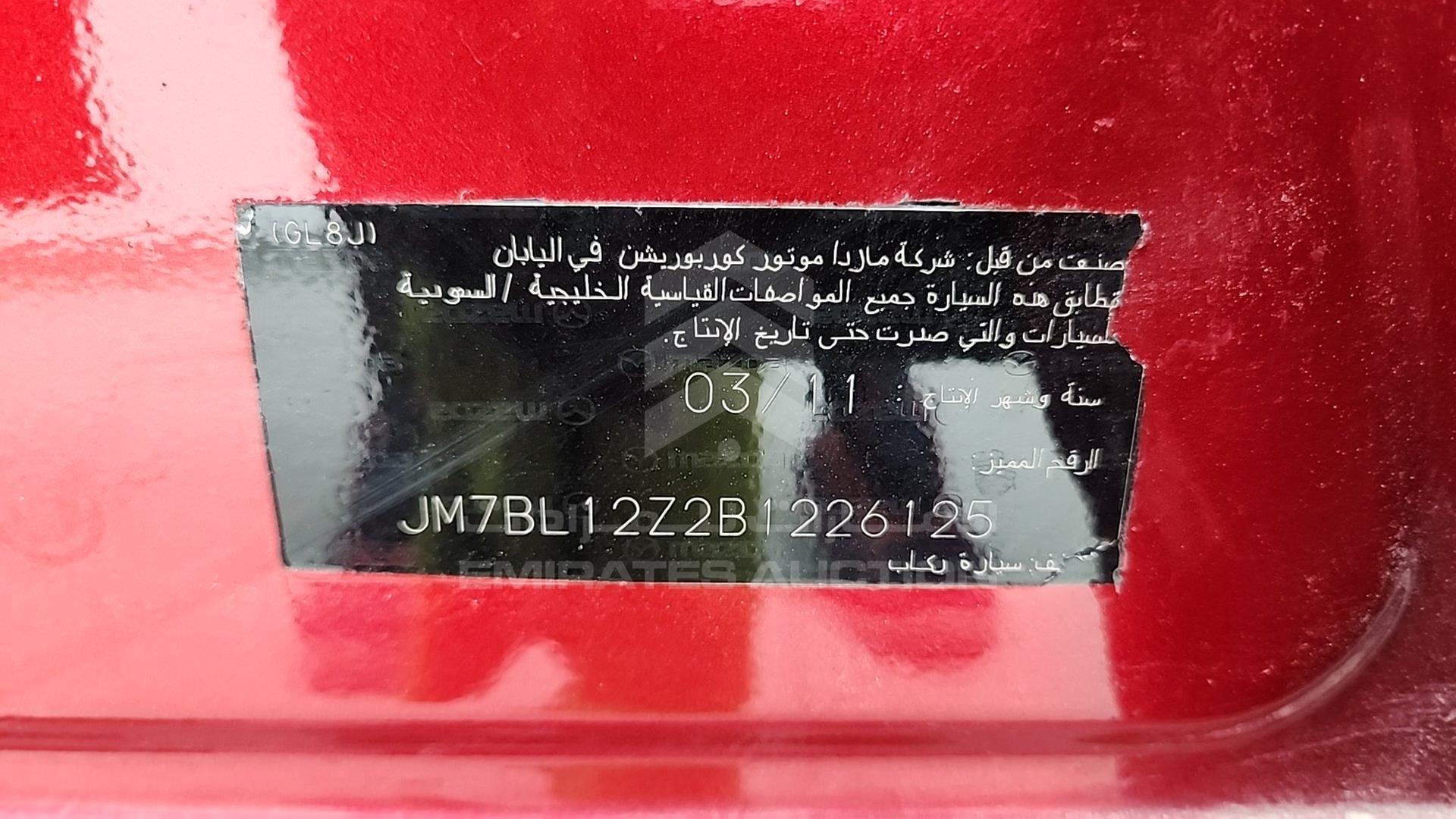 2011 MAZDA 3 VIN: JM7BL12Z2B1226125