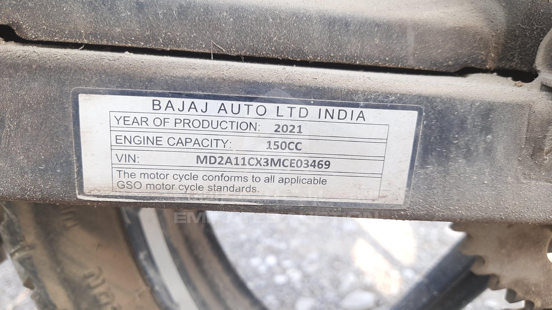 2022 BAJAJ PULSAR 150 VIN: MD2A11CX3MCE03469