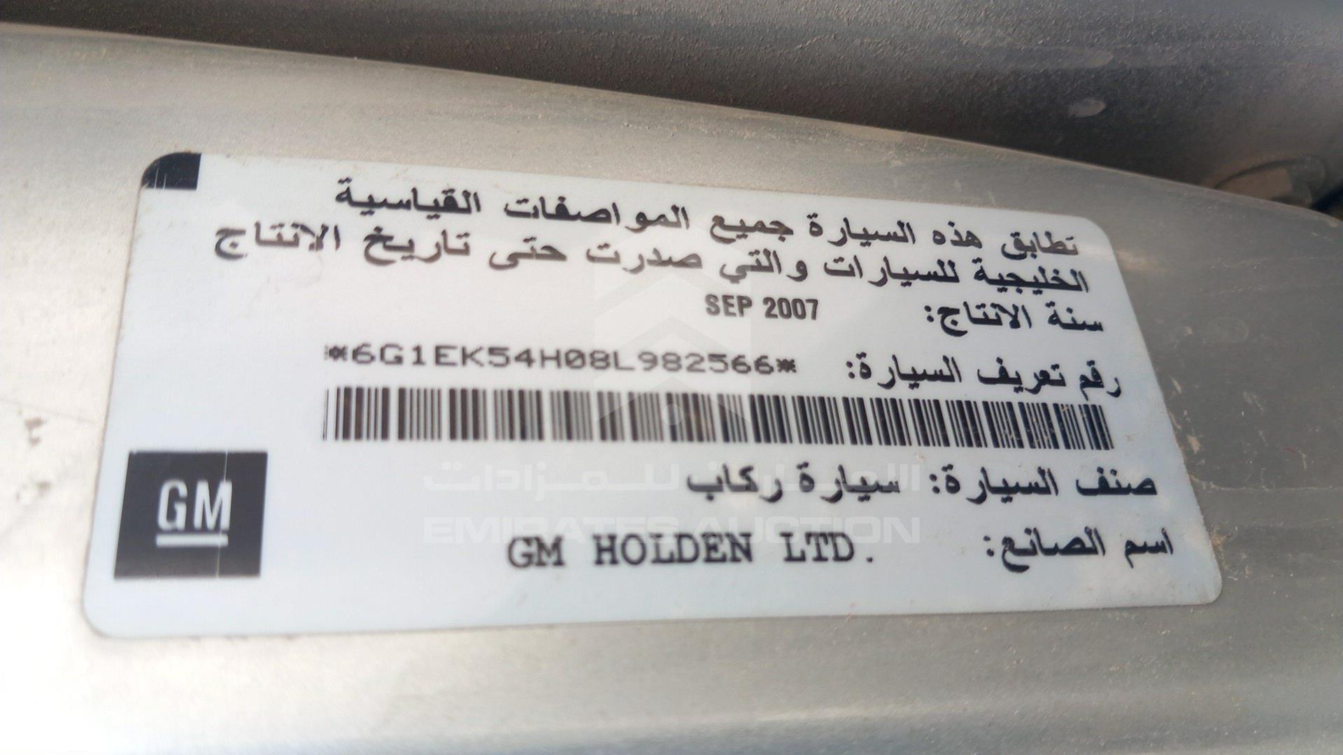 2008 CHEVROLET LUMINA VIN: 6G1EK54H08L982566