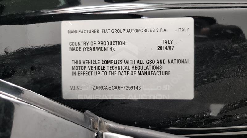 VIN: ZARCABCA6F7359143 Auction: EmiratesAuction Lot: 346447 ZARCABCA6F7359143 Alfa Romeo Gilulietta 2015 BLACK Photo 3