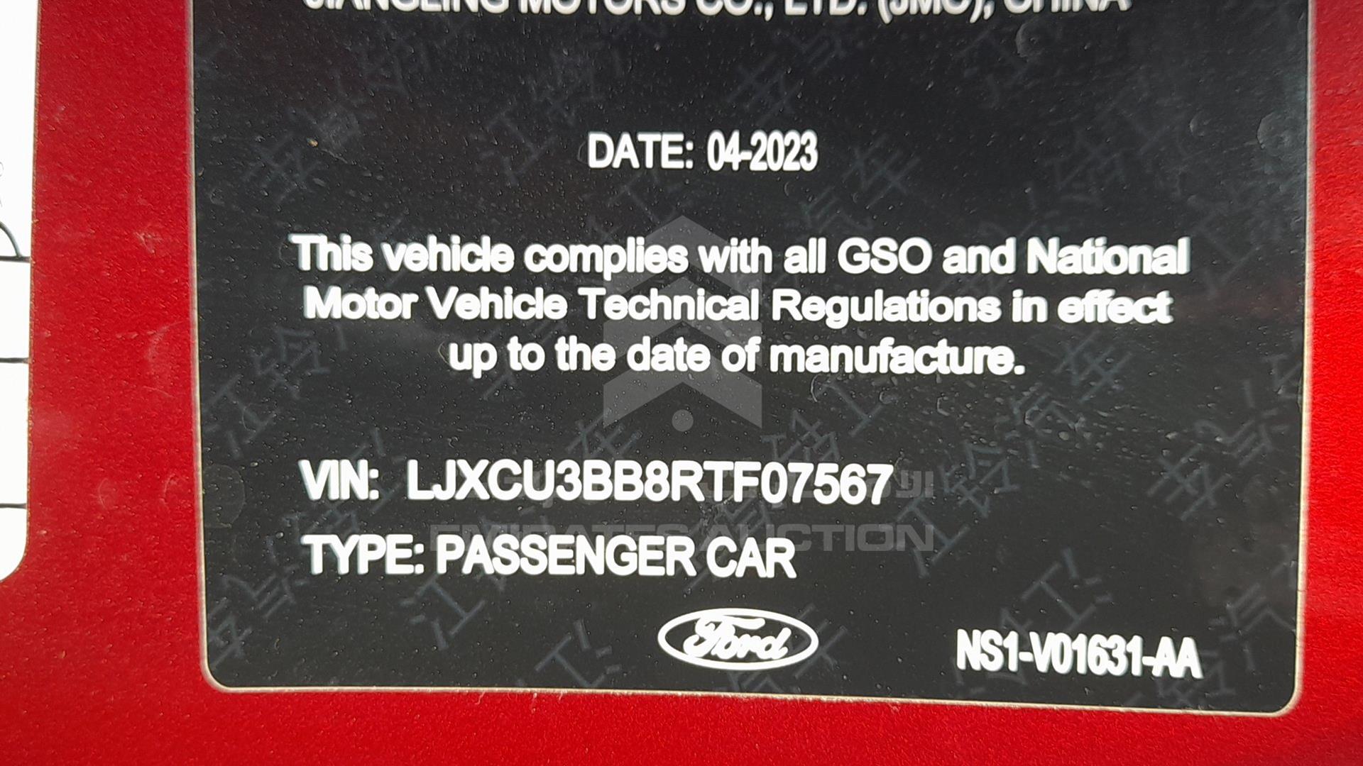 2024 FORD TERRITORY VIN: LJXCU3BB8RTF07567