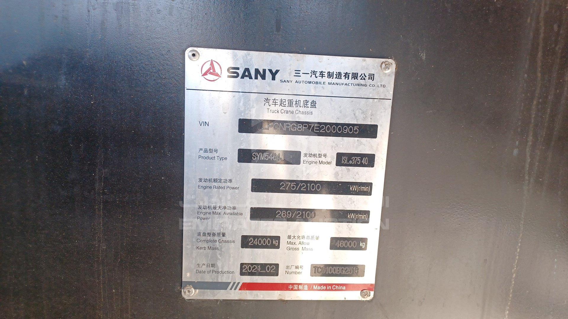 2021 SANY STC1000 VIN: LFCNRG8P7E2000905