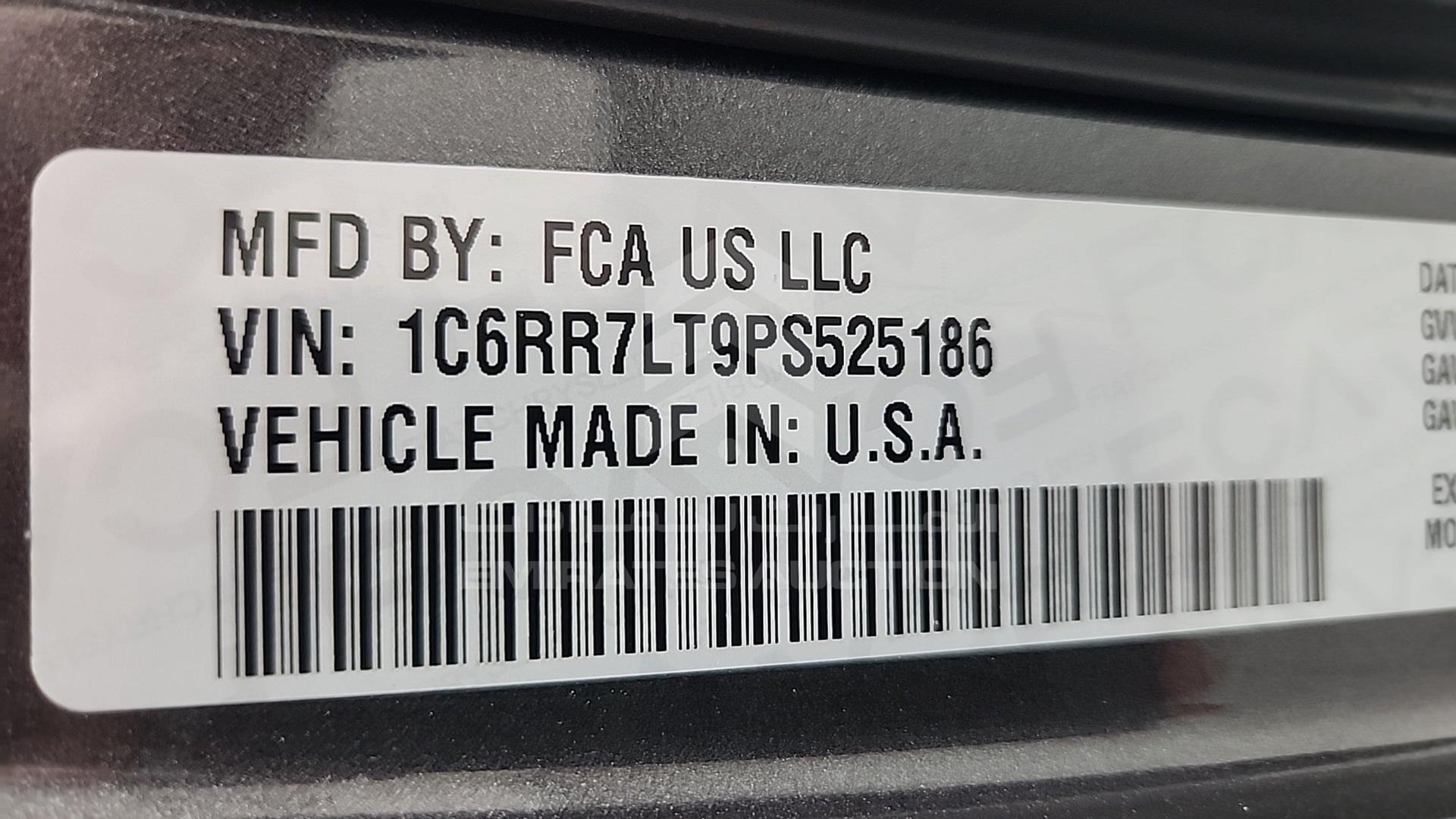 2023 DODGE RAM VIN: 1C6RR7LT9PS525186