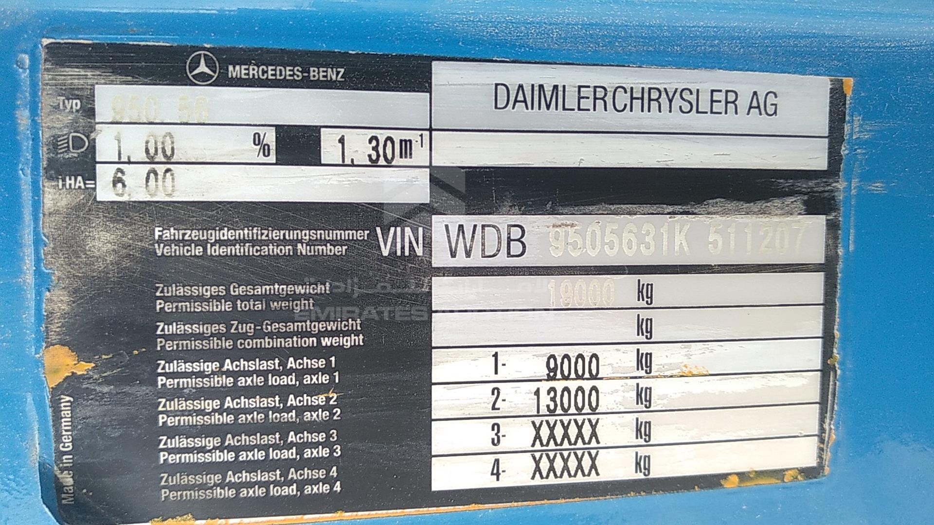 2000 MERCEDES 1828 VIN: WDB9505631K511207
