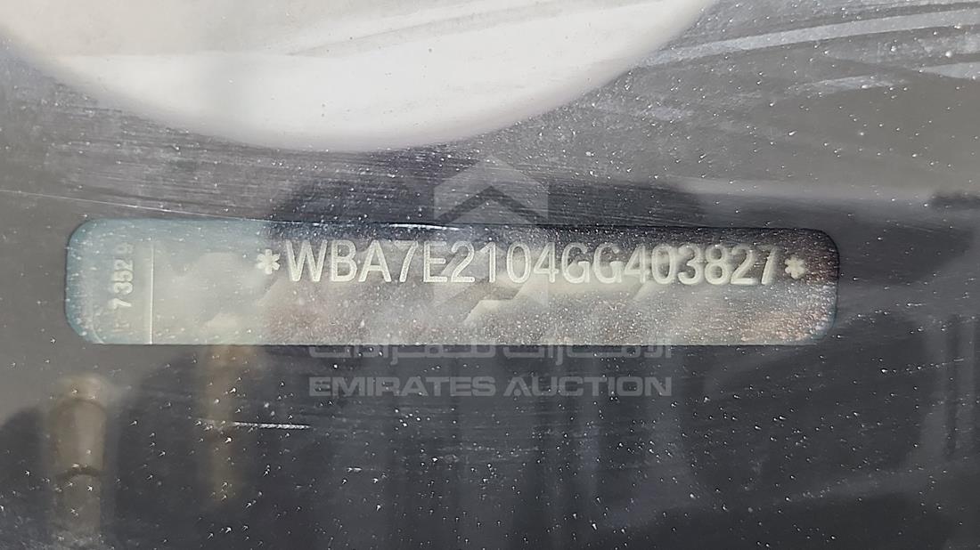 2016 BMW 740 LI — VIN on Frame — Photo 4