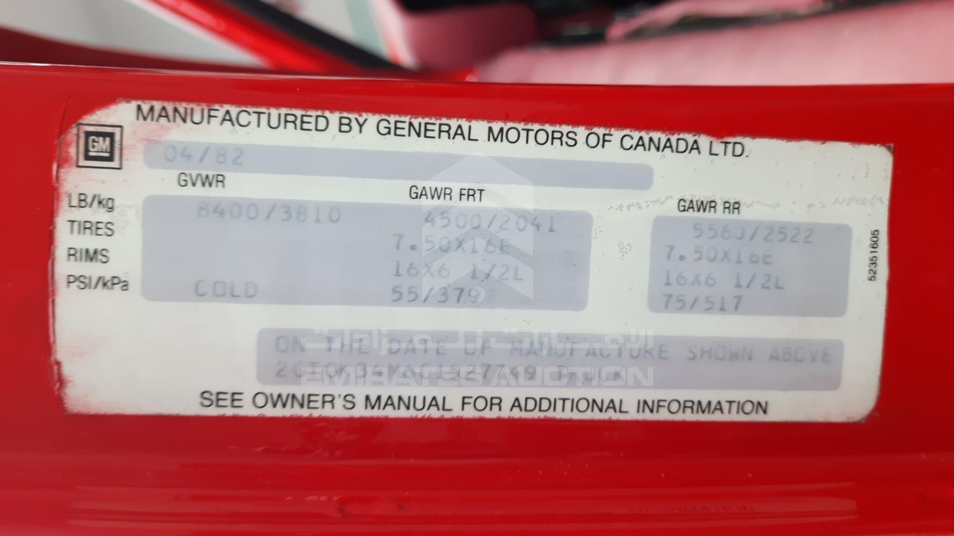 1982 GMC SIERRA VIN: 2GTGK34M6C1527749