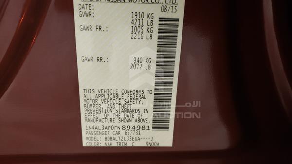 Nissan Altima 2015 1N4AL3AP0FN894981 Image 3