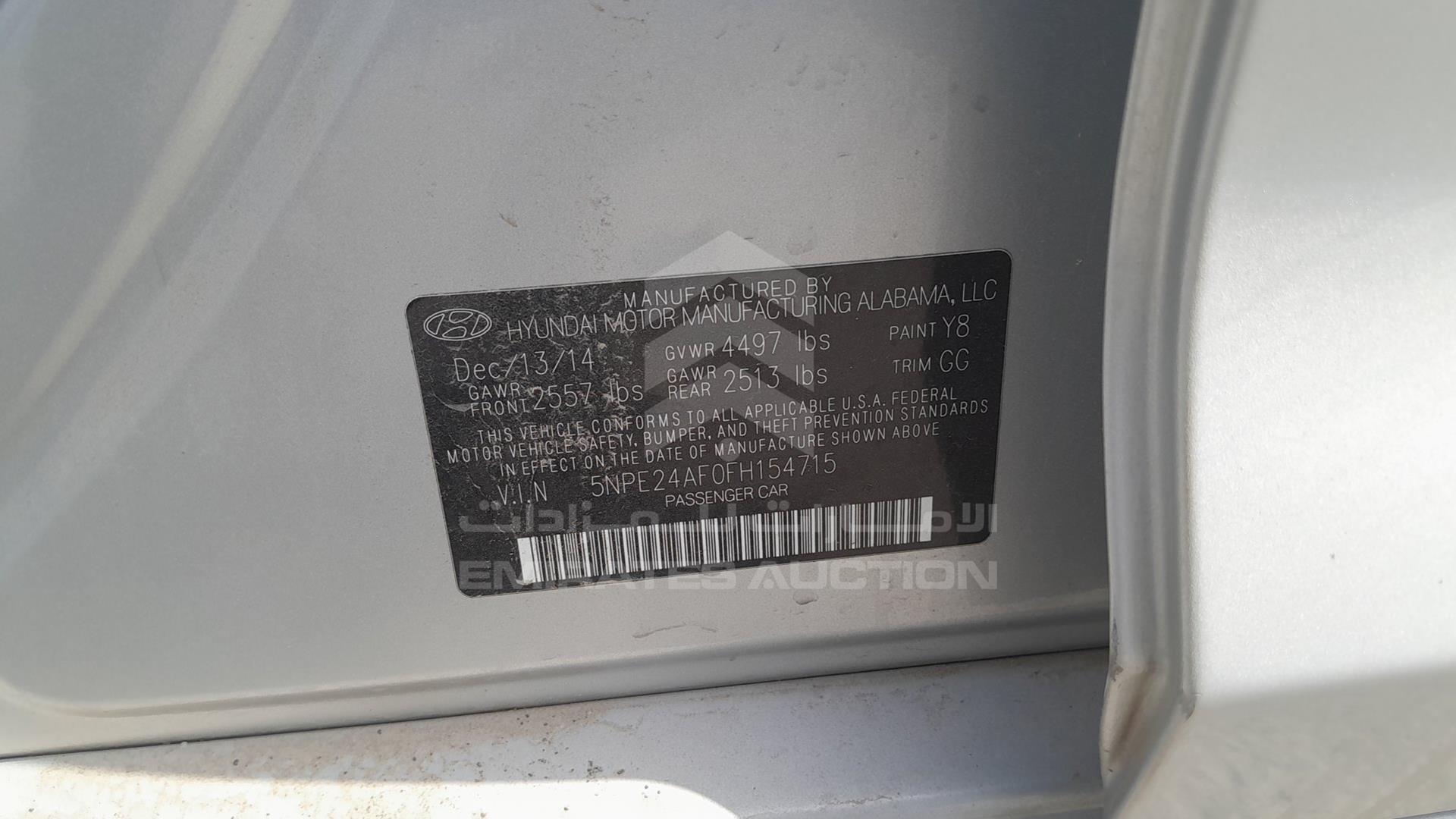 2015 HYUNDAI SONATA VIN: 5NPE24AF0FH154715