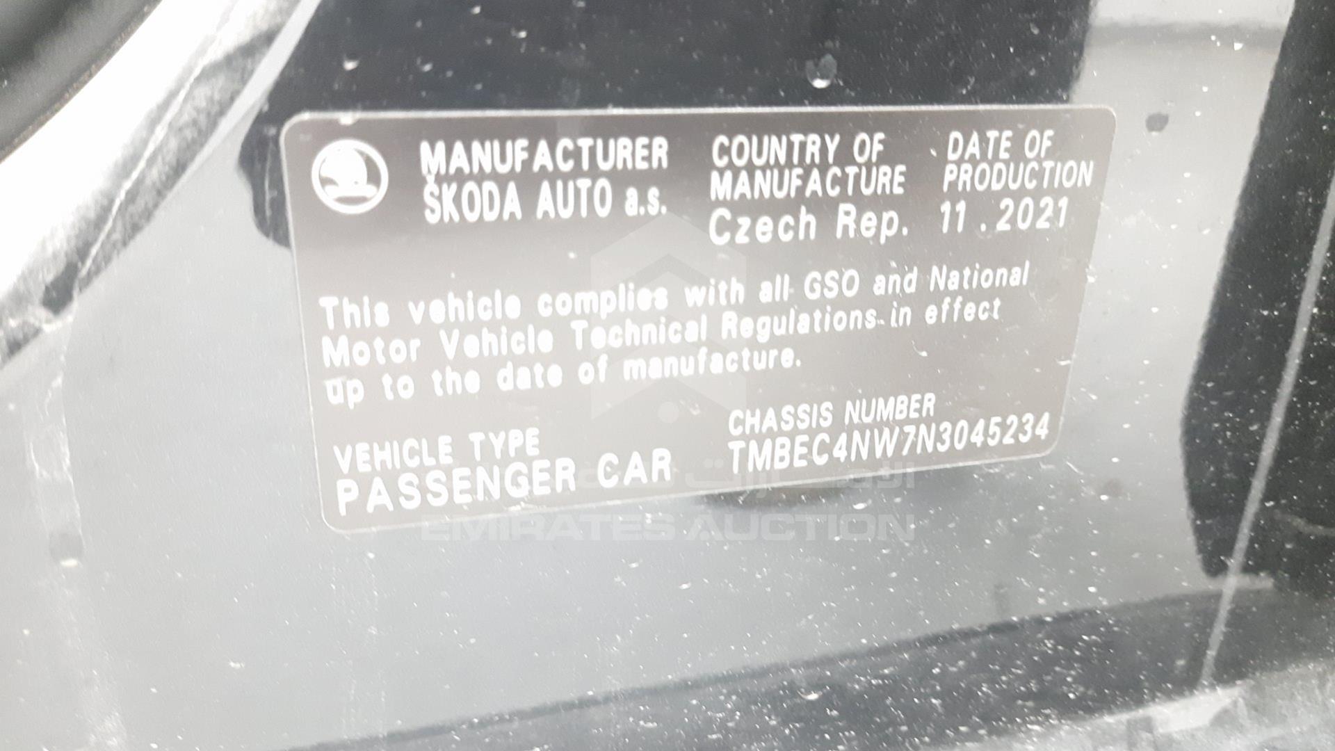2022 SKODA SCALA VIN: TMBEC4NW7N3045234