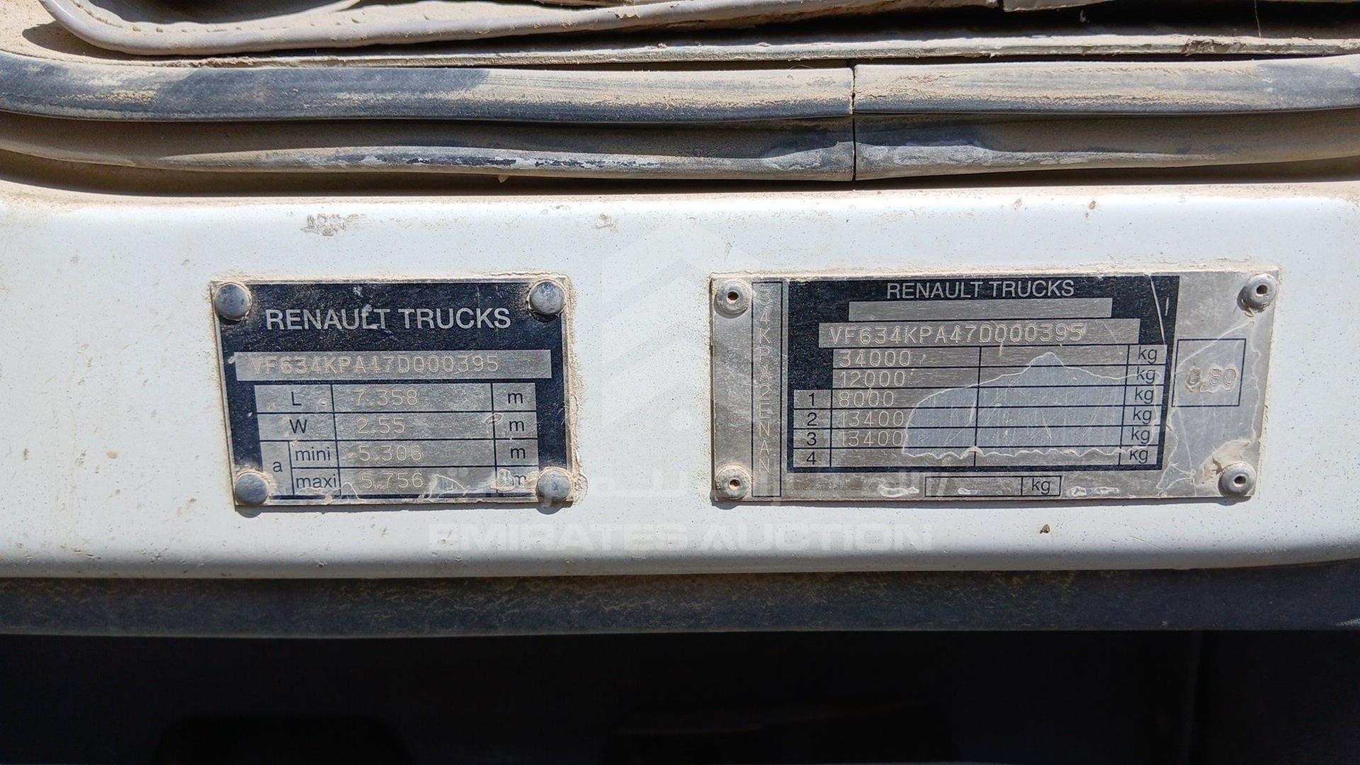 2007 RENAULT TRUCK VIN: VF634KPA47D000395