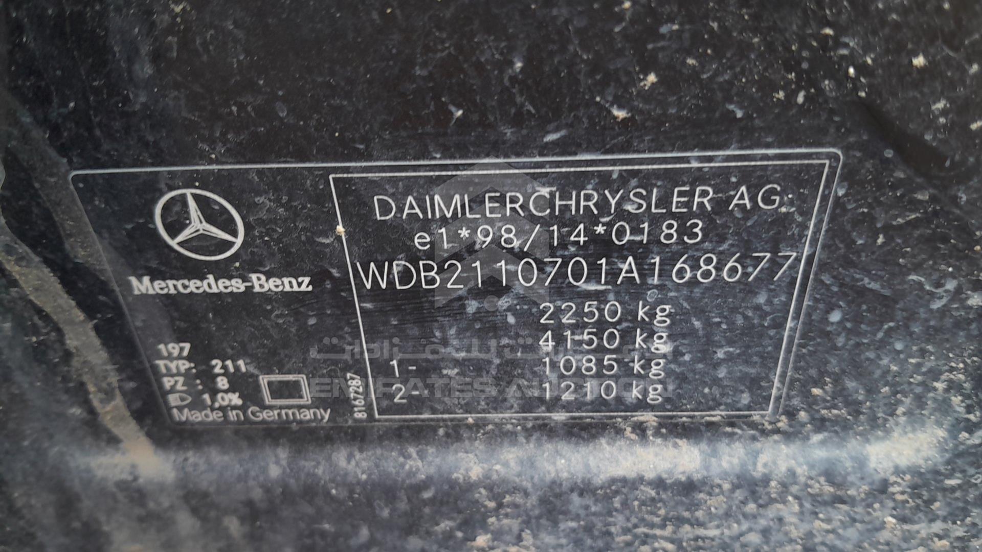 0 MERCEDES E 63 VIN: WDB2110701A168677