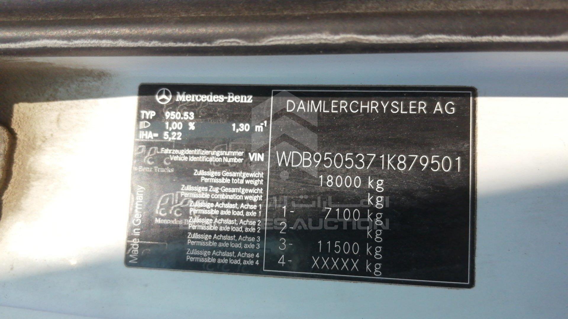 2003 MERCEDES 1828 VIN: WDB9505371K879501