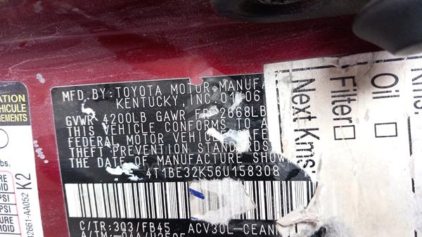 Toyota CAMRY 2006 4T1BE32K56U158308 Image 2
