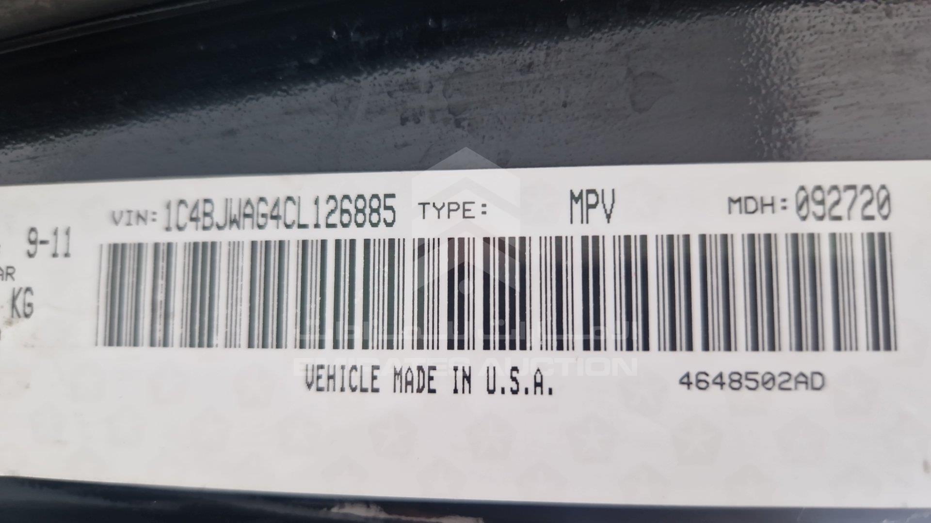 1C4BJWAG4CL126885 - 2012 Jeep Wrangler - #511033
