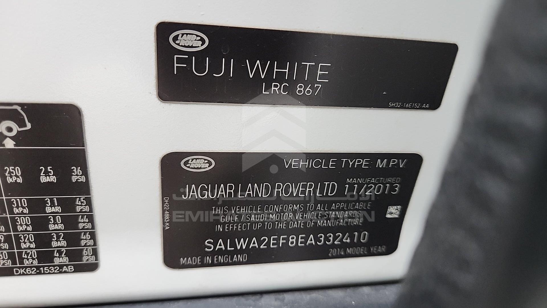 2014 RANGE ROVER SPORT VIN: SALWA2EF8EA332410