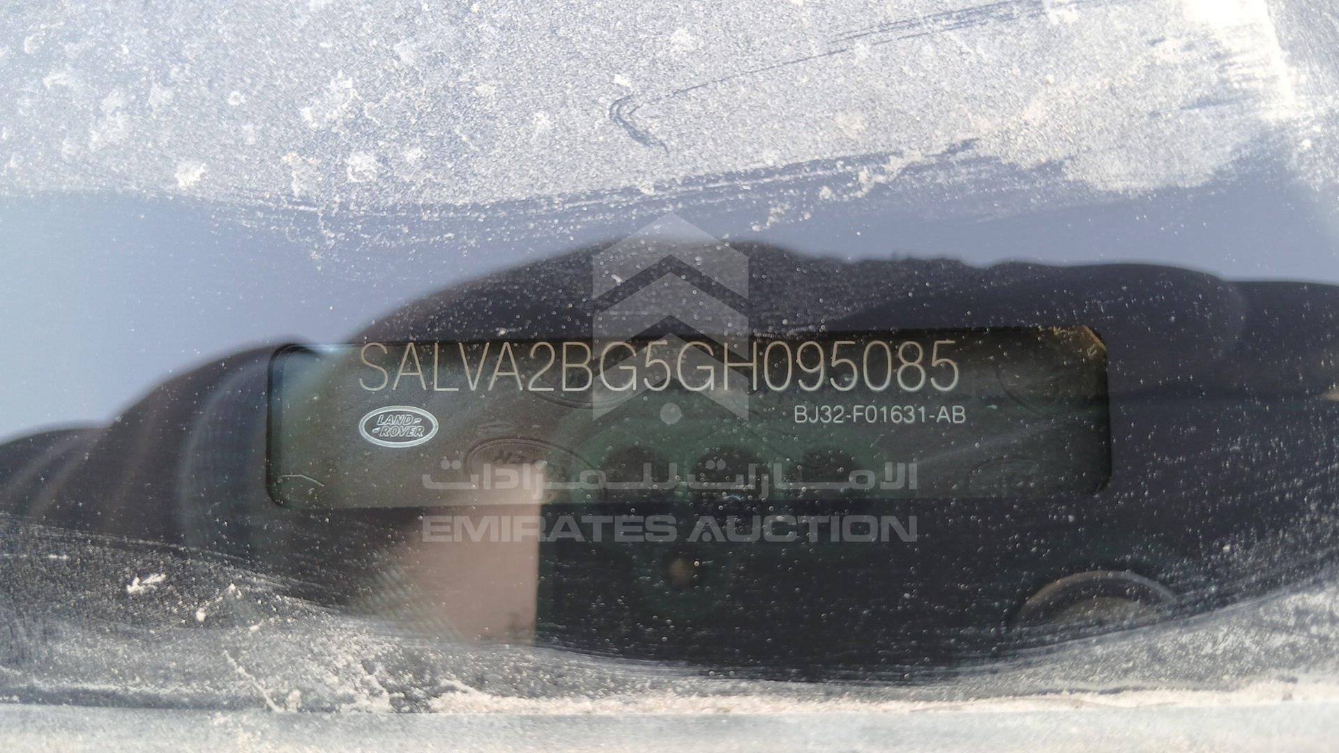 2016 RANGE ROVER EVOQUE VIN: SALVA2BG5GH095085