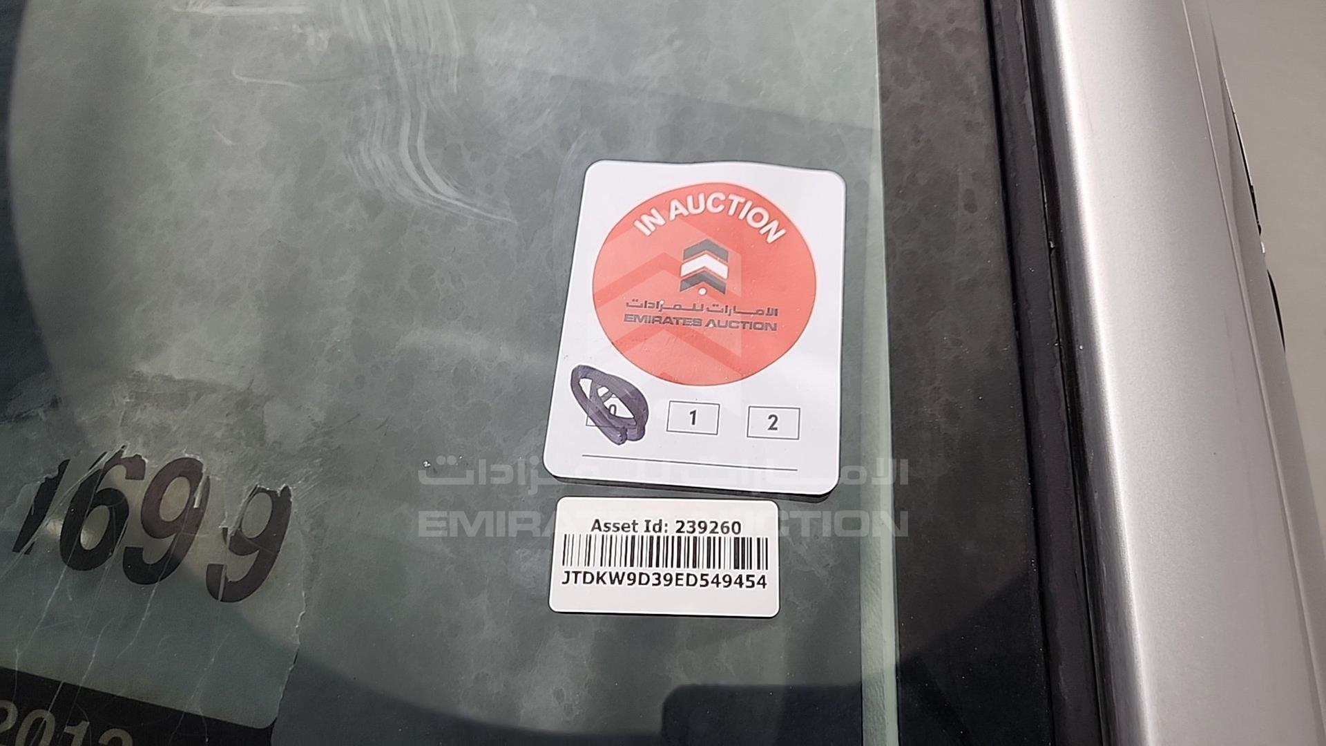 2014 TOYOTA YARIS VIN: JTDKW9D39ED549454