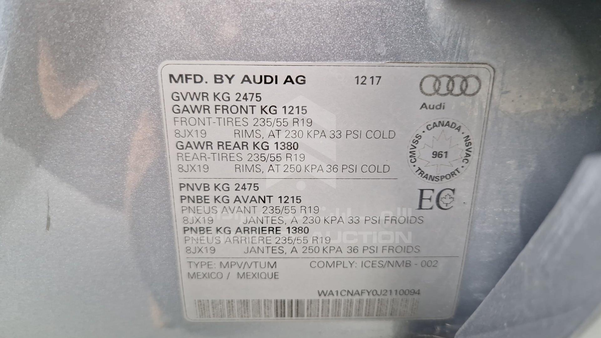 2018 AUDI Q5 VIN: WA1CNAFY0J2110094