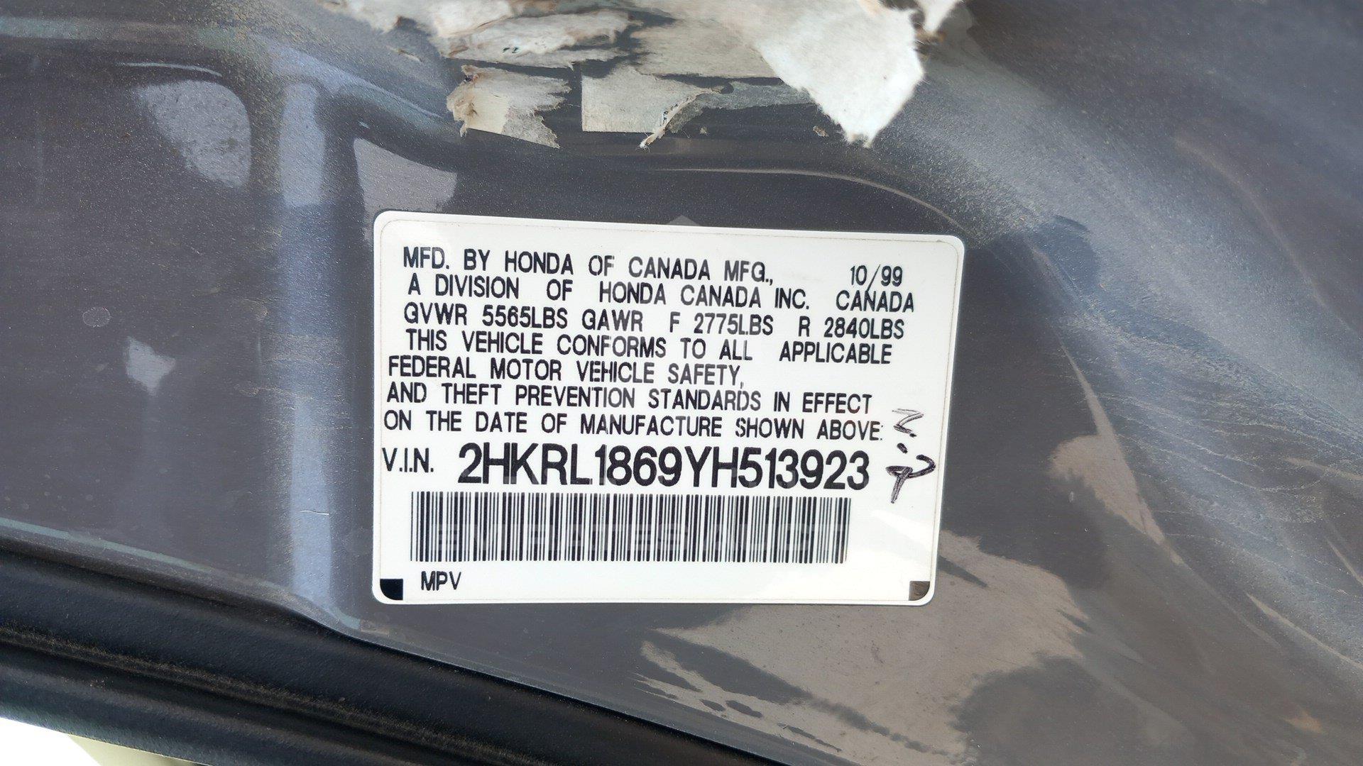 2HKRL1869YH513923 - 2000 Honda Odyssey - #429408