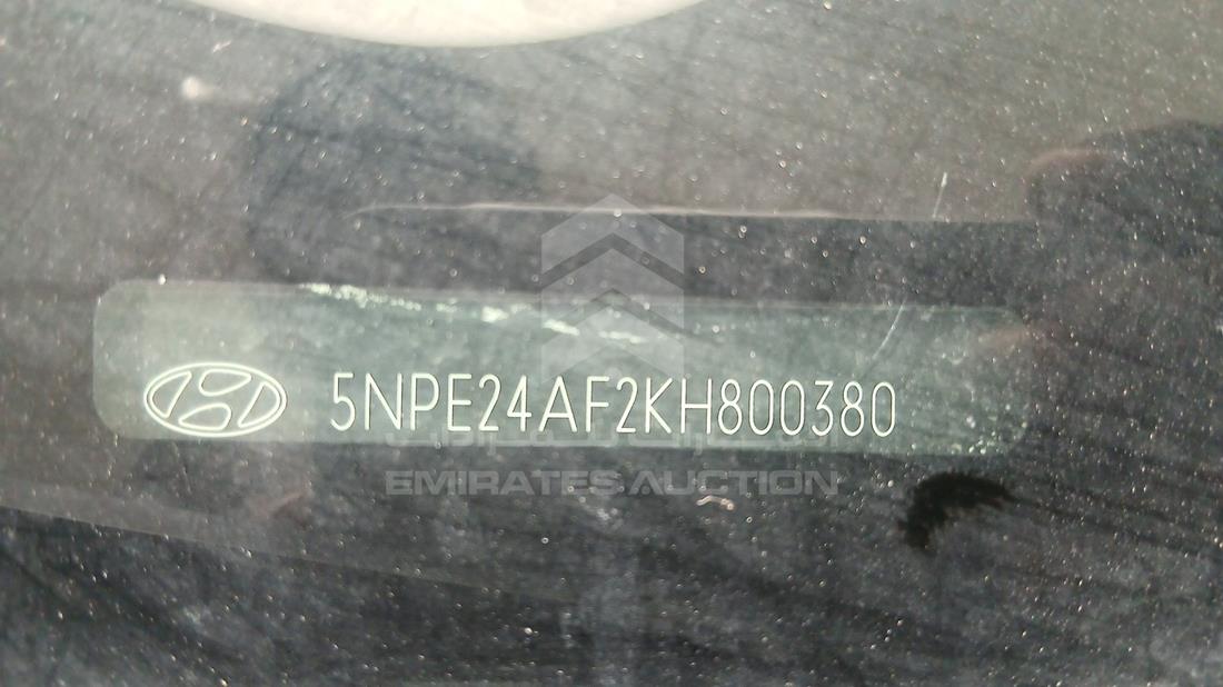 2019 Hyundai Sonata — VIN on Frame — Photo 4