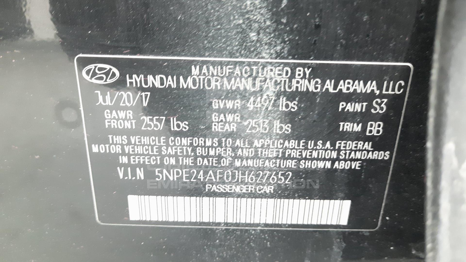 2018 HYUNDAI SONATA VIN: 5NPE24AF0JH627652