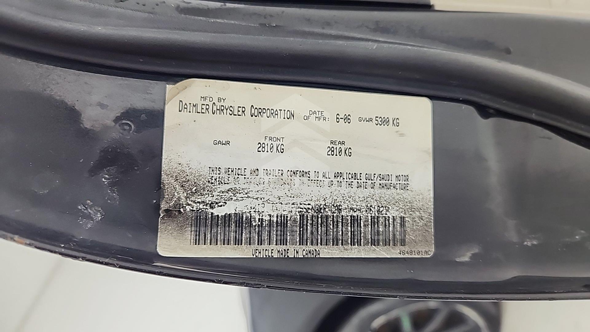 2006 DODGE CHARGER VIN: 2B3KA43G96H503019