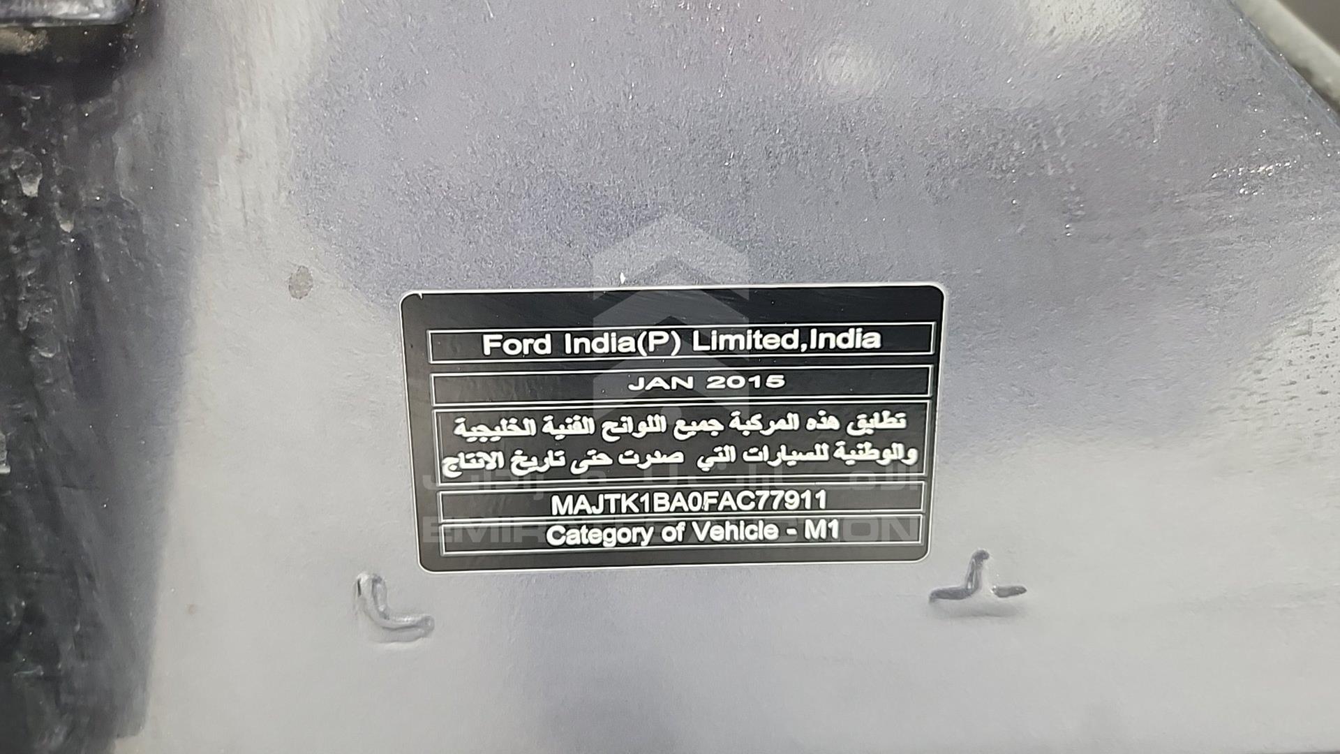 2015 FORD ECOSPORT VIN: MAJTK1BA0FAC77911