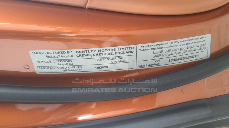 SCBDA3ZG8LC083991 Auction: EmiratesAuction Lot: 418778 SCBDA3ZG8LC083991 Bentley Continental 2020 ORANGE Photo 4
