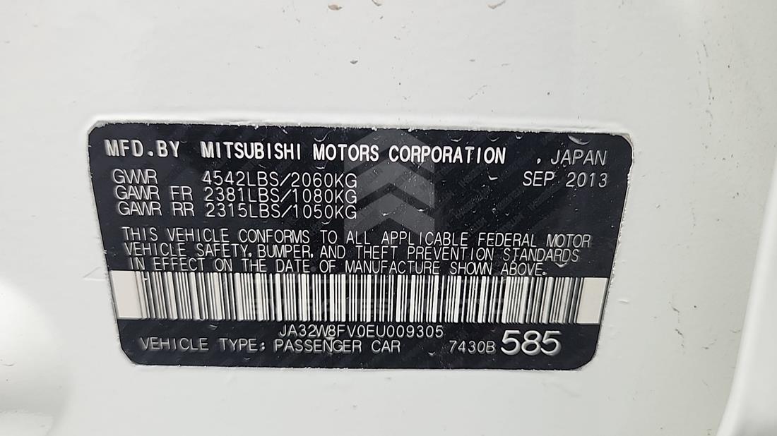 2014 Mitsubishi Lancer Evolution — VIN on Frame — Photo 3