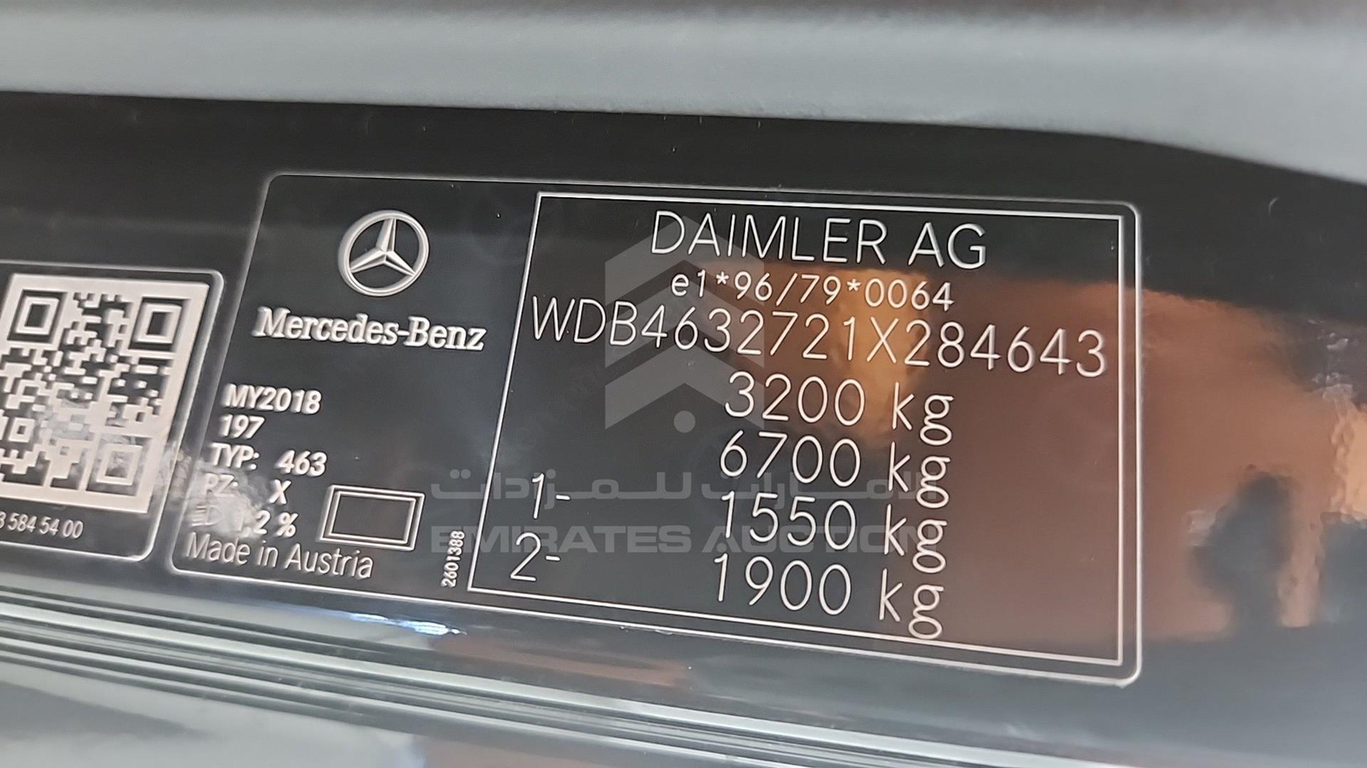 2018 MERCEDES G 63 VIN: WDB4632721X284643