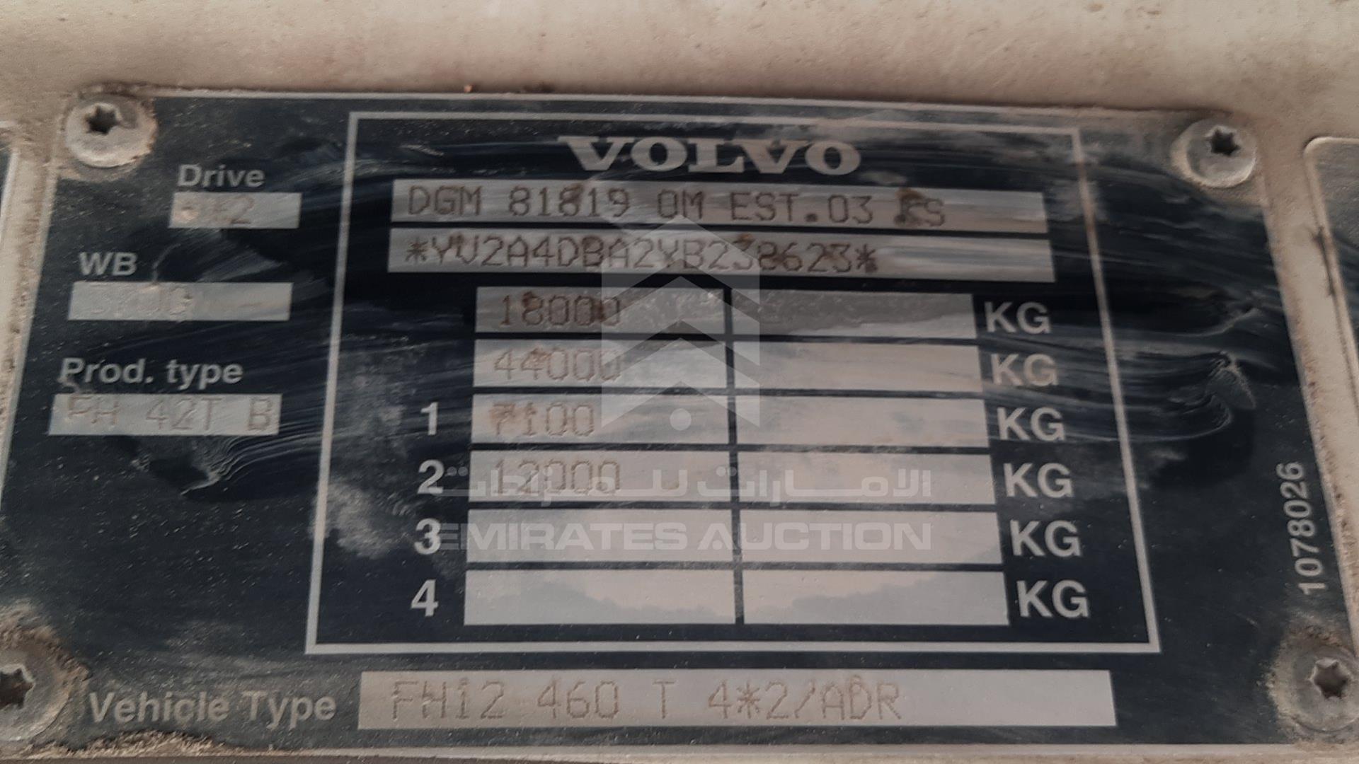 2000 VOLVO FH12 VIN: YV2A4DBA2YB238623