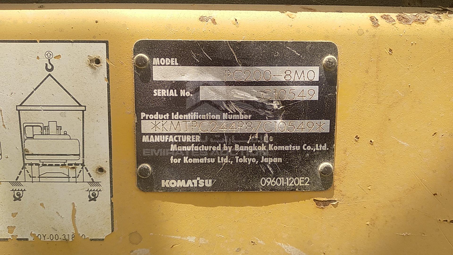 2013 KOMATSU EXCAVATOR VIN: KMTPC244P87C10549