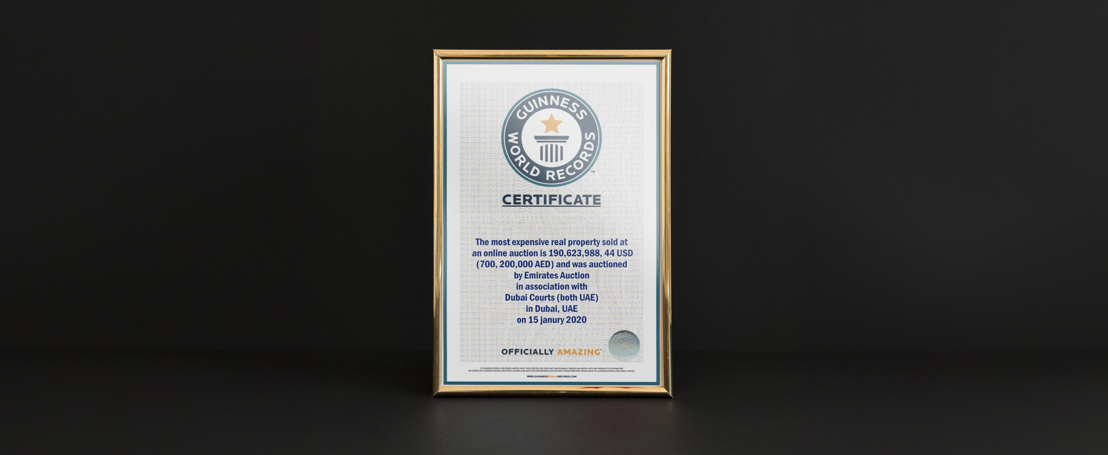 Most expensive property sold at an Online Auction